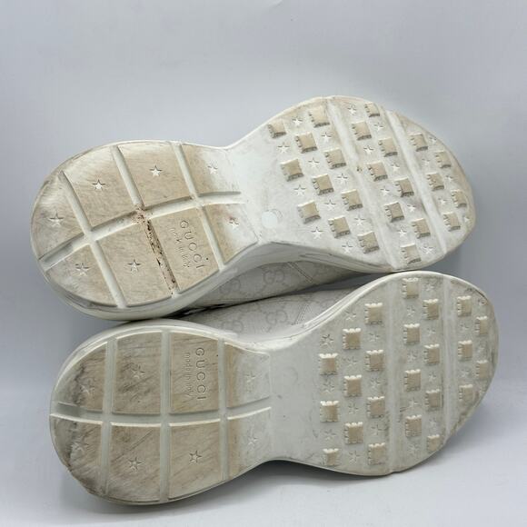 GUCCI Exclusive Rhyton GG Monogram Logo Chunky Sneakers White Sz US 10.5 - Picture 6 of 8